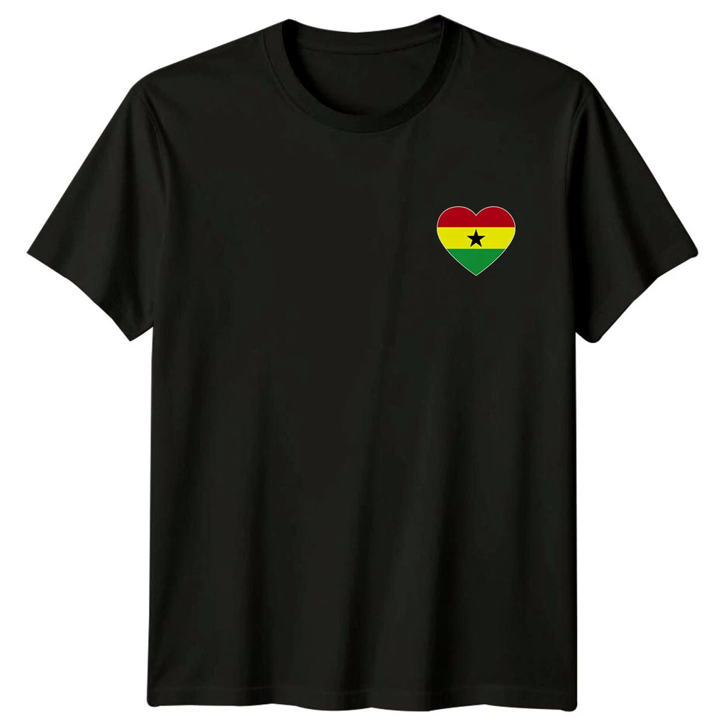 Ghana Flag Heart Country Pride Mens T-Shirt Womens Graphic Tee Top