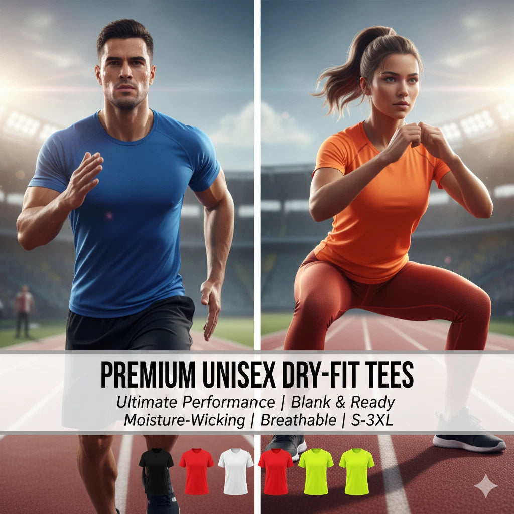 Blank Dry Fit T-Shirt Unisex Performance Athletic Tee Moisture Wicking S-3XL