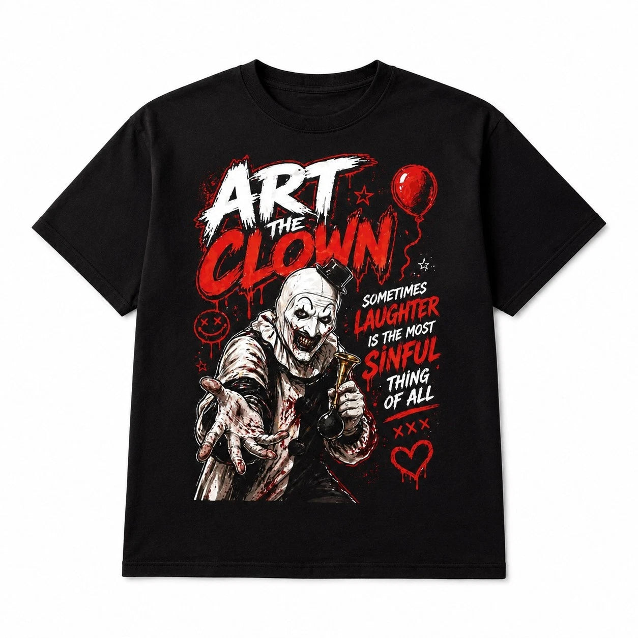 Art The Clown T-Shirt Terrifier Horror Movie Graphic Tee Mens Black UK