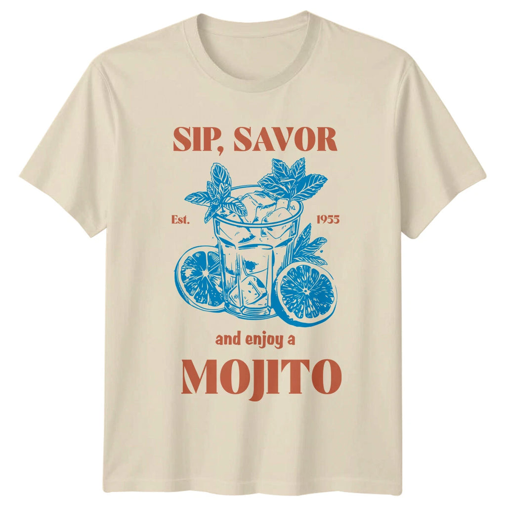Sip Savor Mojito Cocktail T-Shirt Drink Foodie Graphic Tee Design