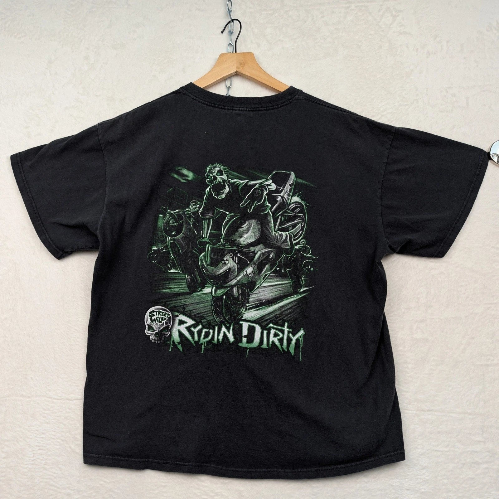 VTG Delta T-Shirt Men's XL Black Rydin Dirty Street Wild Biker Streetwear Y2K