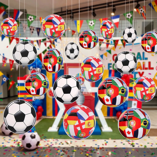 24 Pcs Large Soccer Hanging Decorations 12 Inch Soccer Party Banners Garland ...