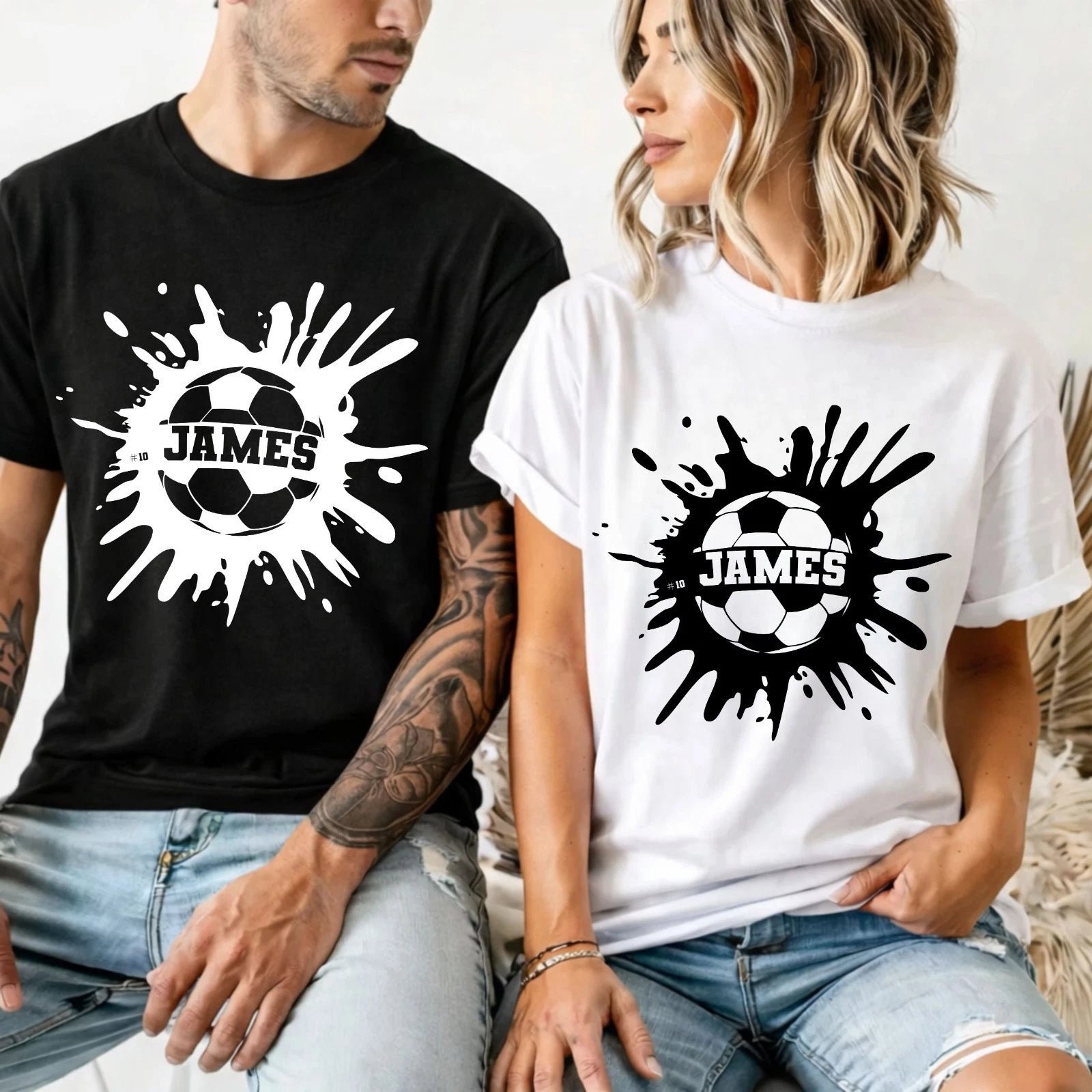 Personalised Football T-Shirt -  Custom Name Shirt Sports Lover Gift Unisex Tee