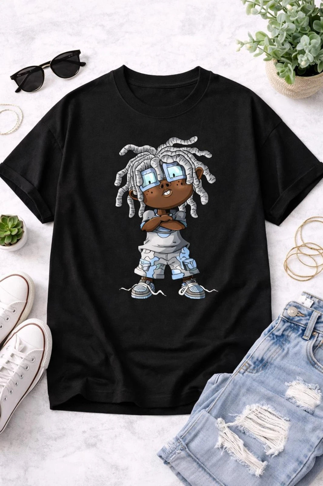 Streetwear Cartoon Graphic T Shirt Hip Hop Urban Style Tee Aesthetic Fashion