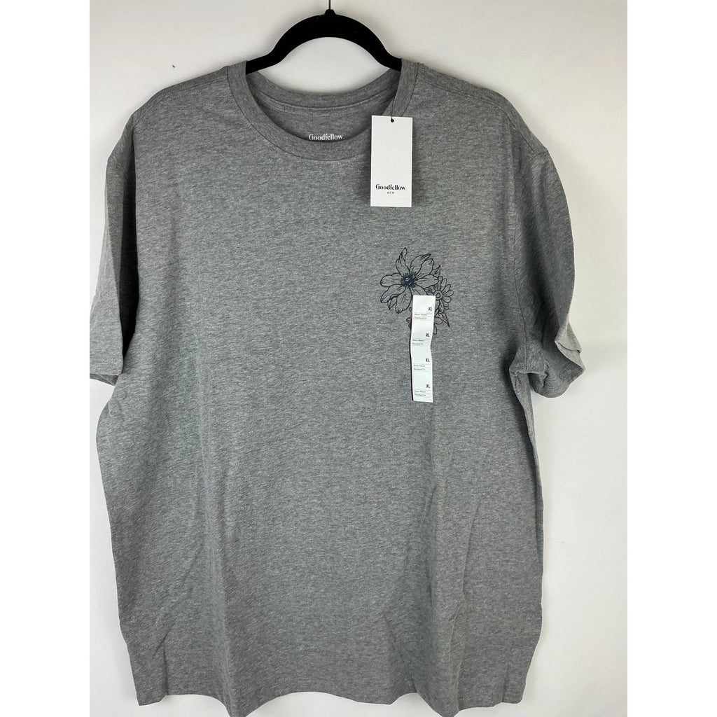 Goodfellow & Co Mens XL Heathered Gray Floral Graphic Print Short Sleeve T Shirt