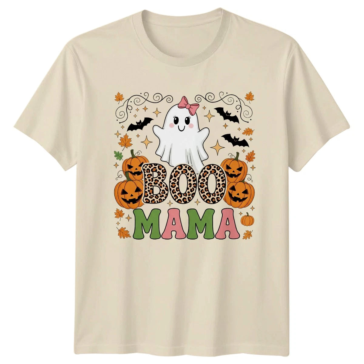 Boo Mama Womens T-Shirt Trendy Mama Halloween Gift For Her