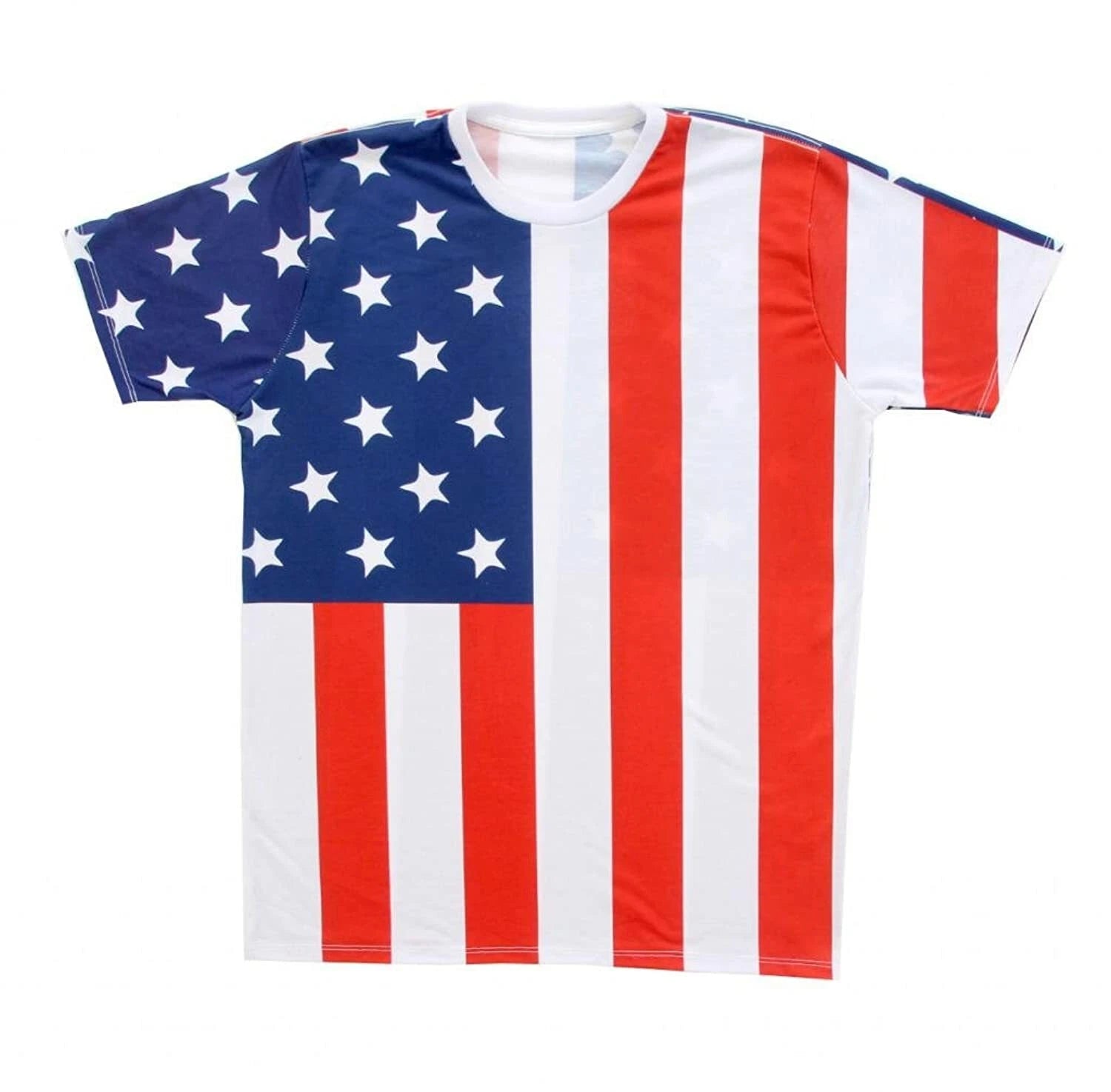 Adult White United States Patriot USA American Flag Sublimation Cosplay T-Shirt