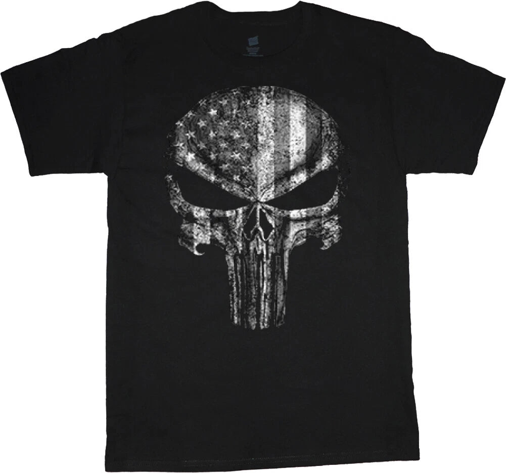 Mens Big and Tall T-shirts American Flag Skull Graphic Tees Bigmen Clothing