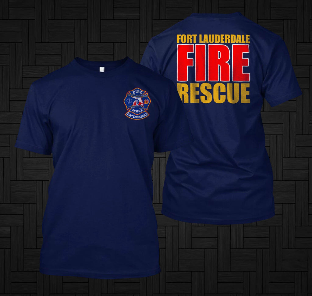 New FORT LAUDERDALE Fire Firefighter  -  Custom Men's Back and front T-Shirt Tee