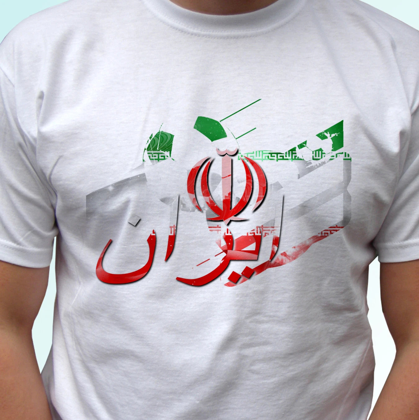 Iran football flag white t shirt design soccer tag gift cup top tee all sizes