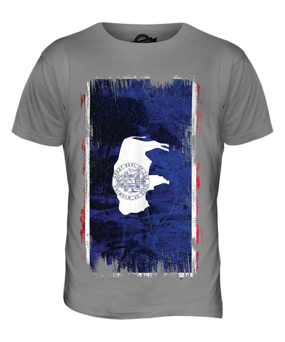 STATE WYOMING GRUNGE FLAG MENS T SHIRT TEE SHIRT XS S M L XL 2XL 3XL