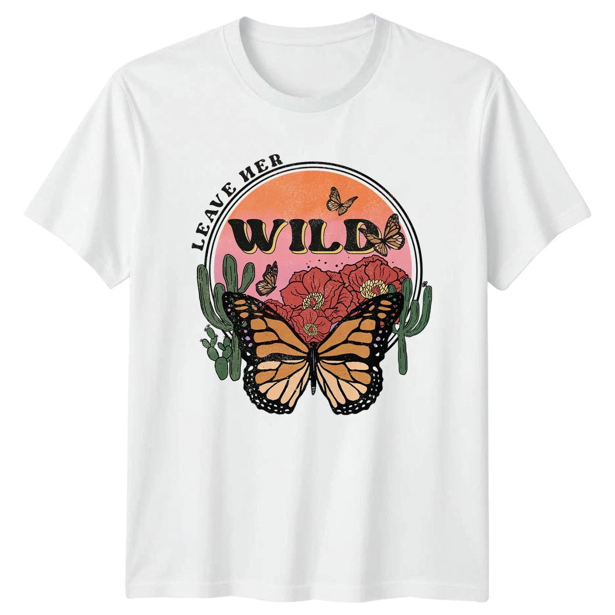 Leave Her Wild Womens T-Shirt Boho Nature Aesthetic Birthday Gift For Her