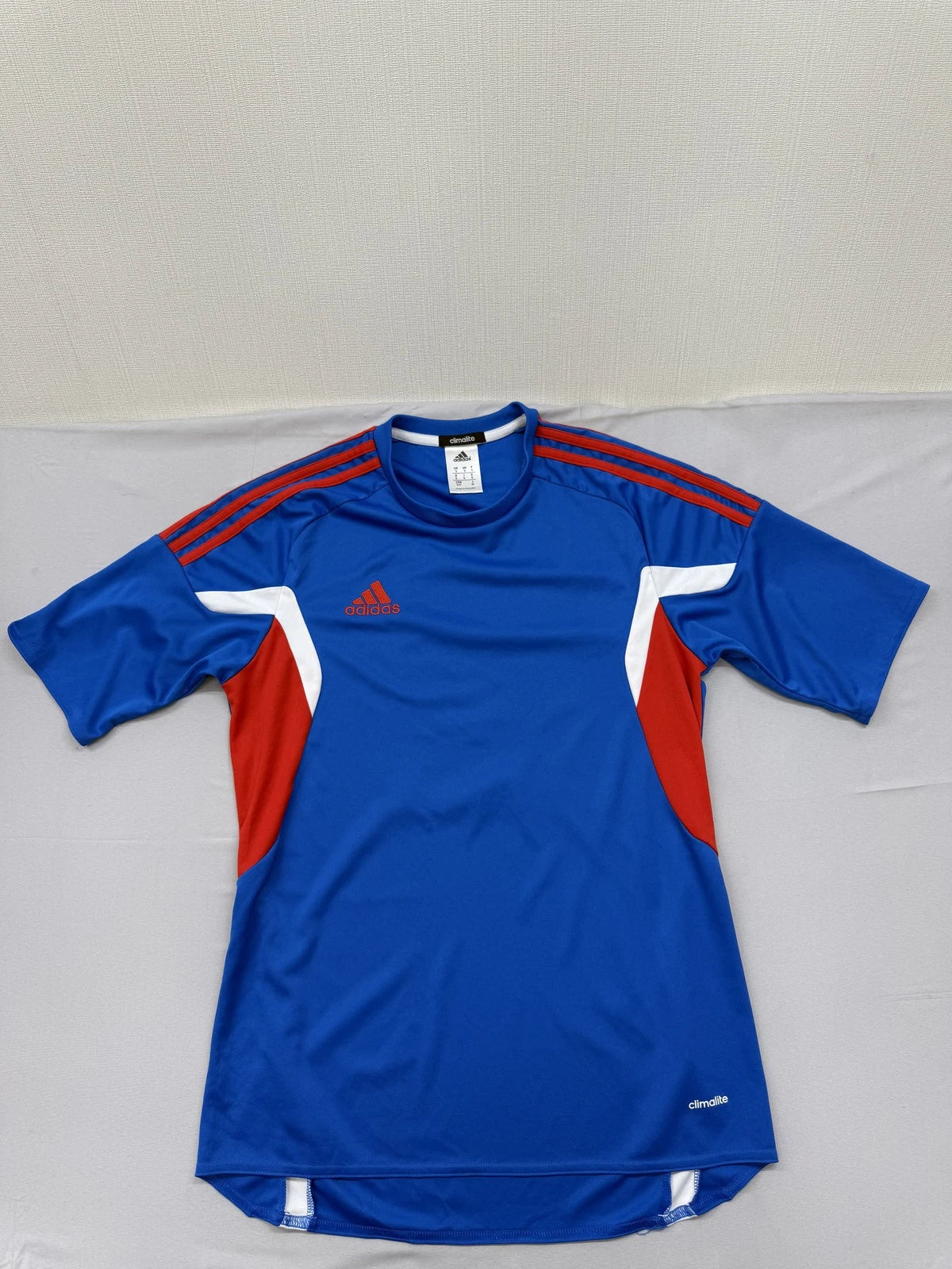 Adidas Mens Blue Stripe Short Sleeve Climalite Jersey S Thailand