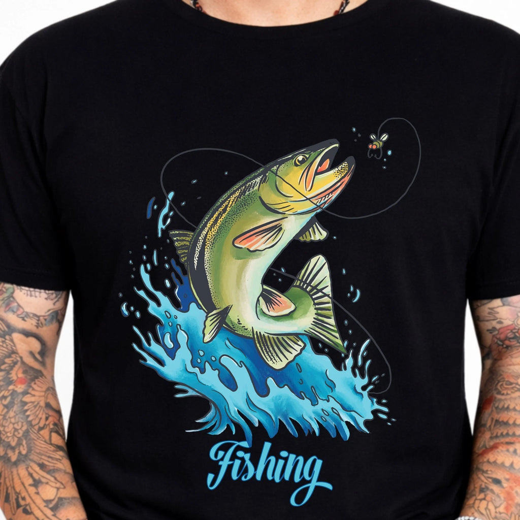 Fishing Trout Fish Graphic Tee Fly Fishing Angler Fisher Outdoor Nature Shirt.