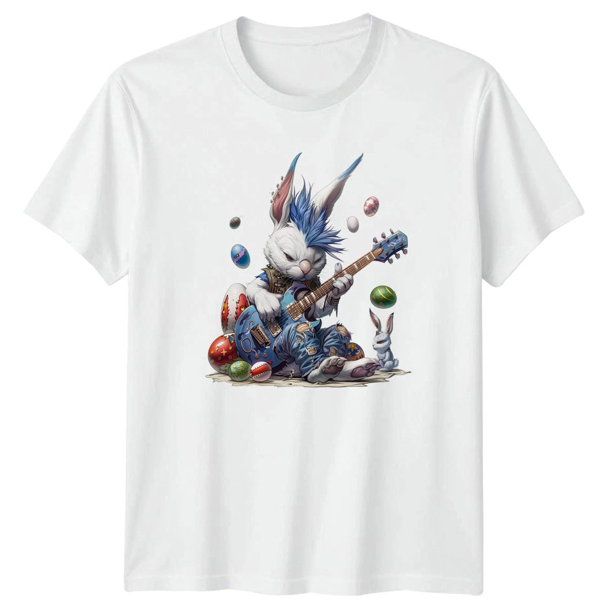 Punk Rock Easter Bunny Playing T-Shirt Guitar Player Easter Gift For Him