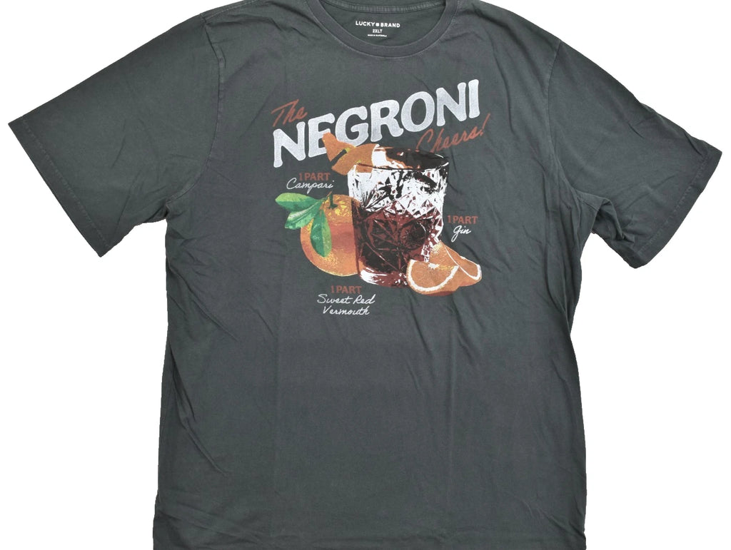 Lucky Brand Men's Negroni Tee Black Short Sleeve Crew Neck Size 2XLT NEW