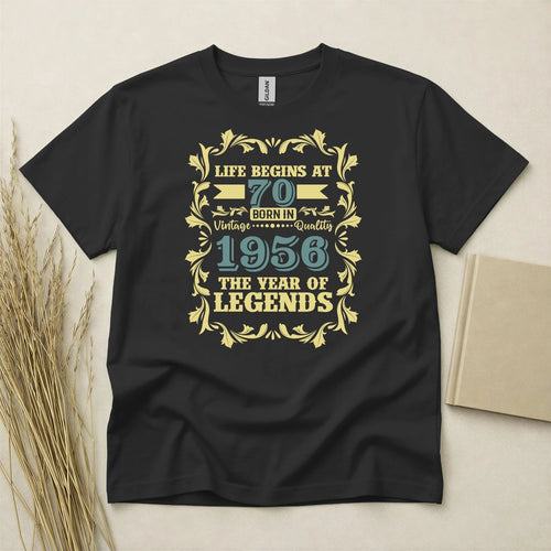 70th Birthday T-shirt Born In 1956 70 Years Old Gifts Life Begins At 70 Funny