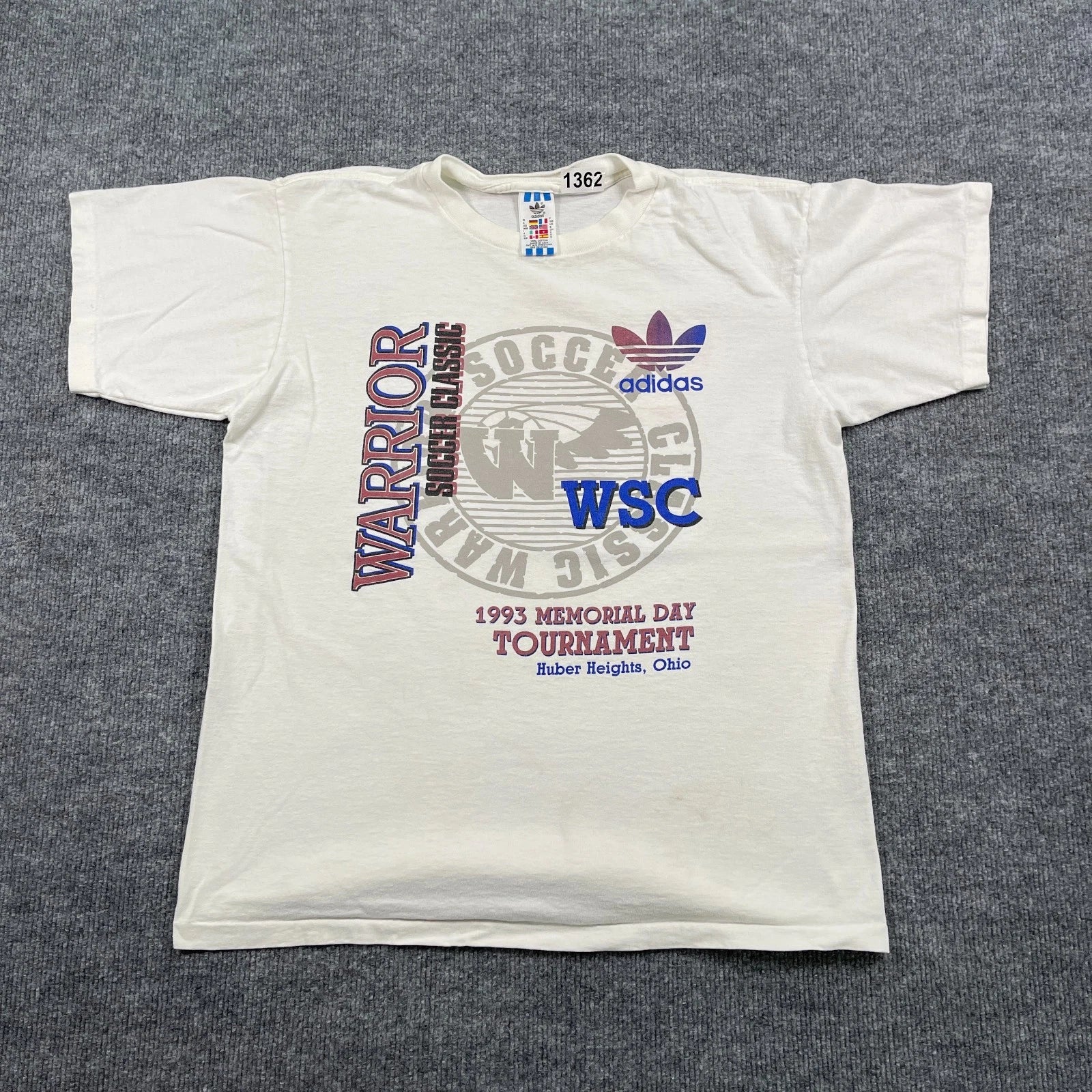 Vintage 1993 Adidas Warrior Soccer Futbol Classic Shirt S 20x24