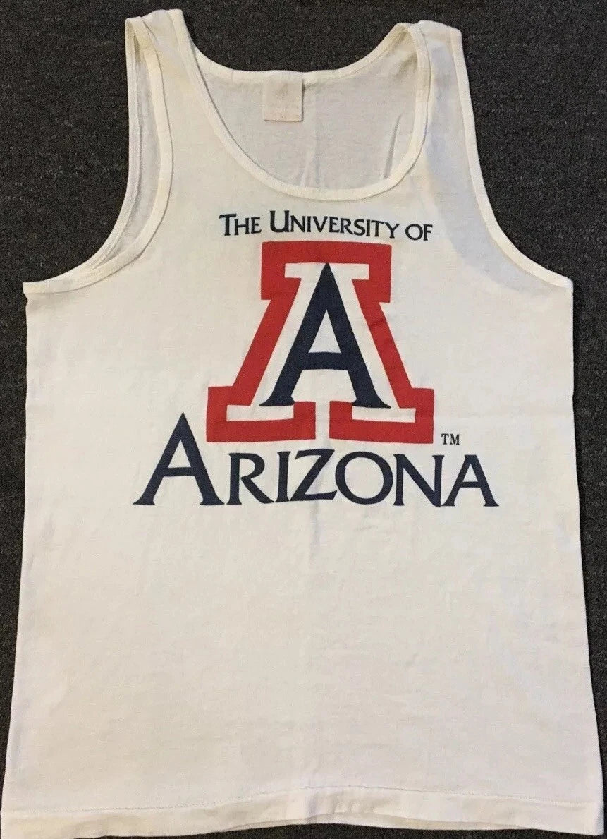Vtg 80s University Of Arizona Faded Tank Top S Wildcats College Track Grunge 90s