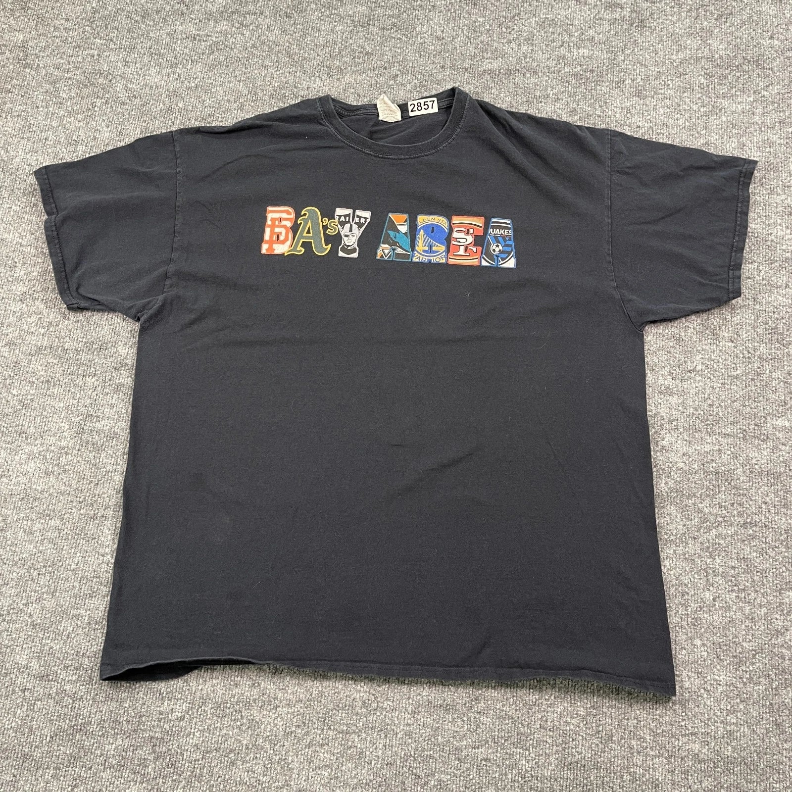 Vintage Bay-Area Giants A's Raiders Warriors 49er Sports Shirt XL 24x28 Black