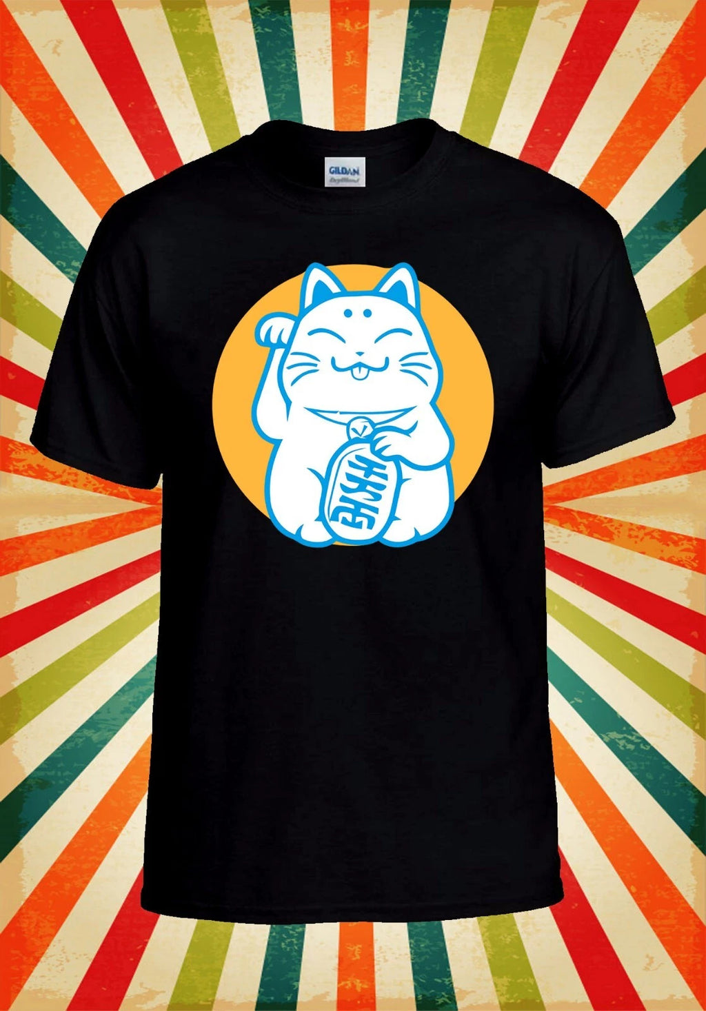Lucky Cat Maneki Neko Japan Funny Men Women Unisex Baseball T Shirt Top 2900
