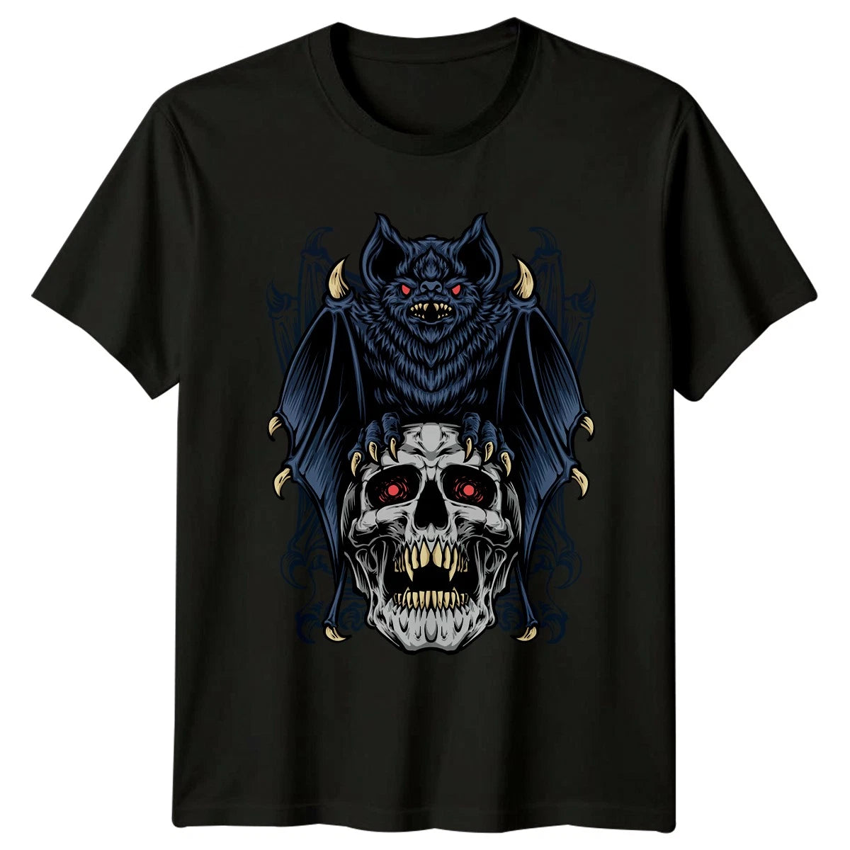 Scary Bat Holding Skull T-Shirt Dark Art Gothic Horror Halloween Gift For Him