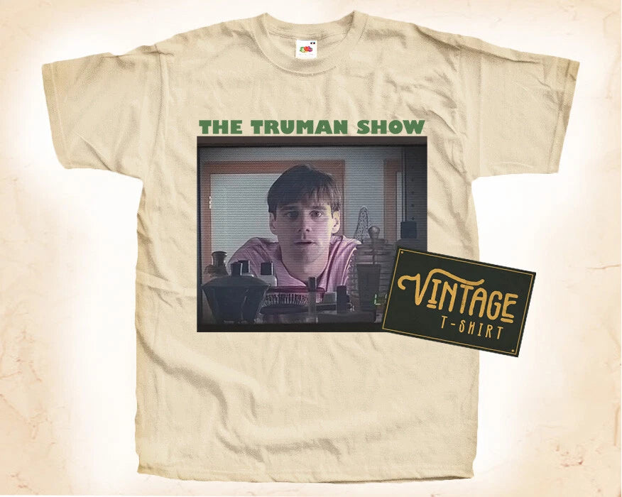 The Truman Show T-SHIRT Tee Poster Vintage Natural Shirt sizes  S to 5XL