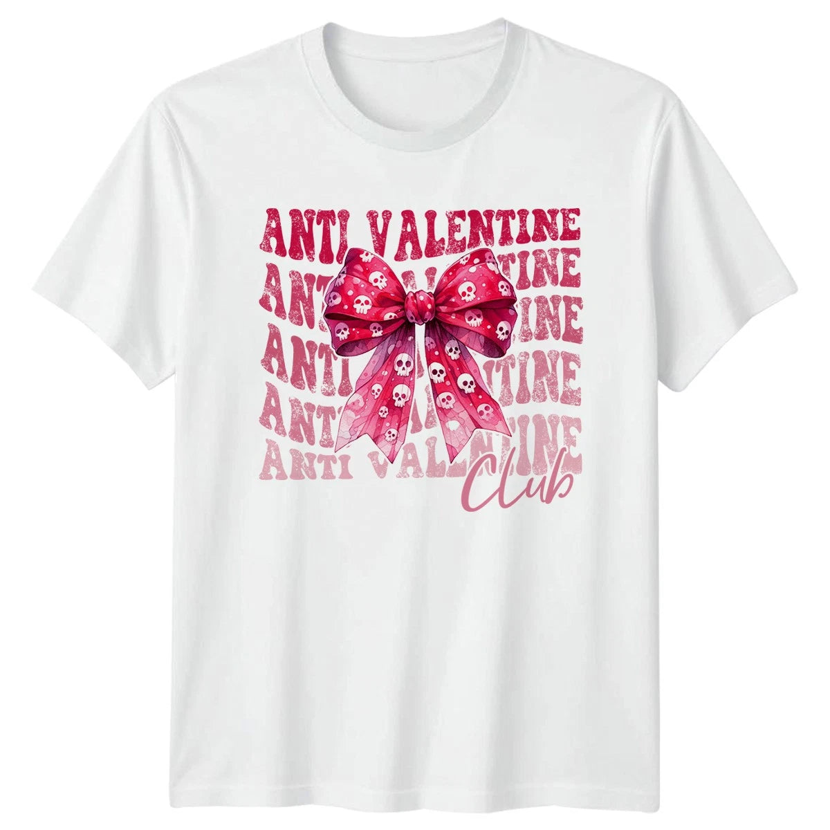 Anti Valentine Club Skulls Bow Men�s T-Shirt Women�s Tee Graphic Unisex Top