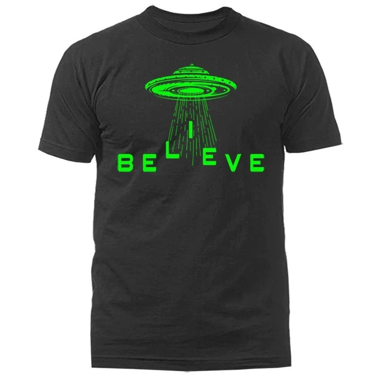 Believe UFO Alien Funny Joke Humor Humorous T-Shirt
