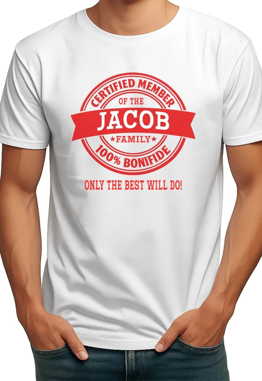 CERTIFIED MEMBER JACOB FAMILY NAME MENS T-SHIRT GIFT