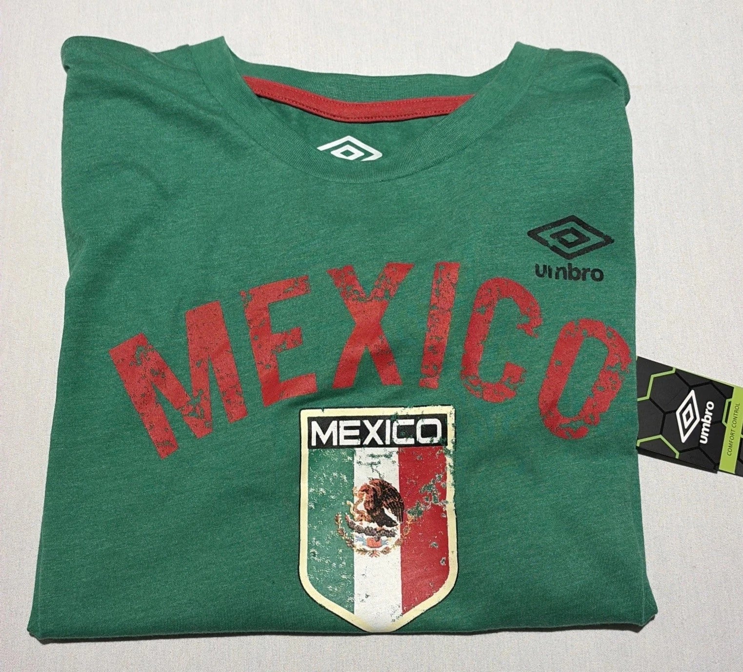 Umbro Mexico Soccer T-Shirt Men's Large Green Printed Graphic New Tags     -F430