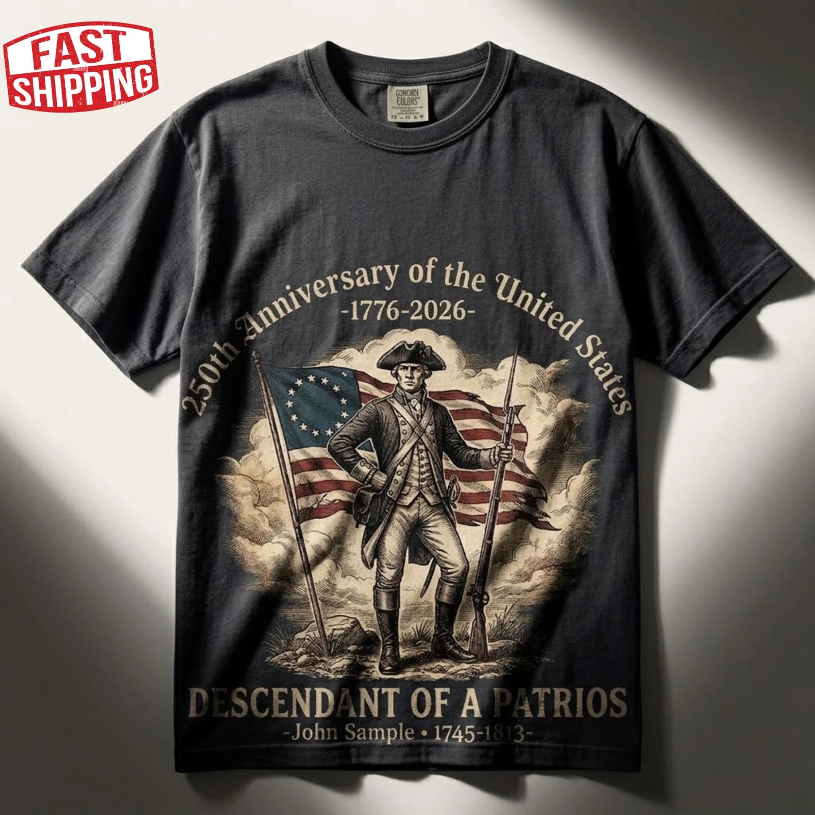 Custom Name 250th Anniversary T-shirt 1776 USA Patriot Descendant Gift