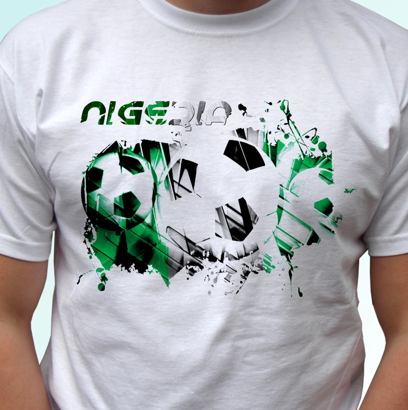 Nigeria football flag white t shirt soccer africa style mens womens kids sizes