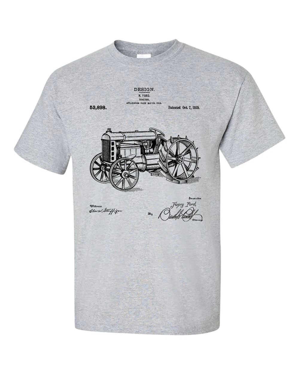 Tractor T-Shirt Patent Invention Blueprint Farmer T-Shirt