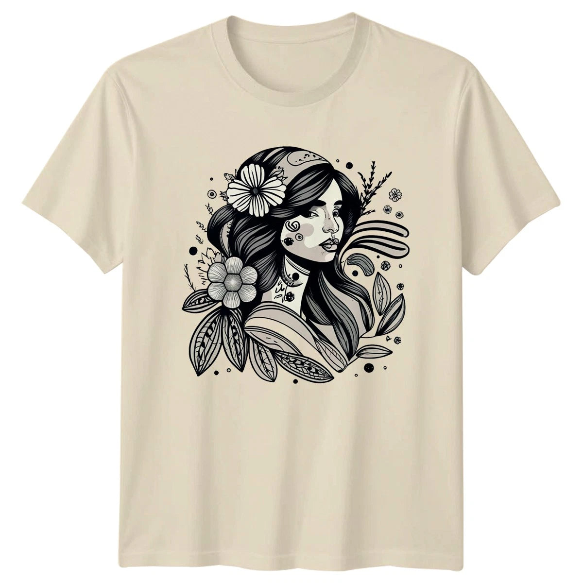 Bohemian Floral Art Womens T-Shirt Boho Aesthetic Fashion Birthday Gift For Her