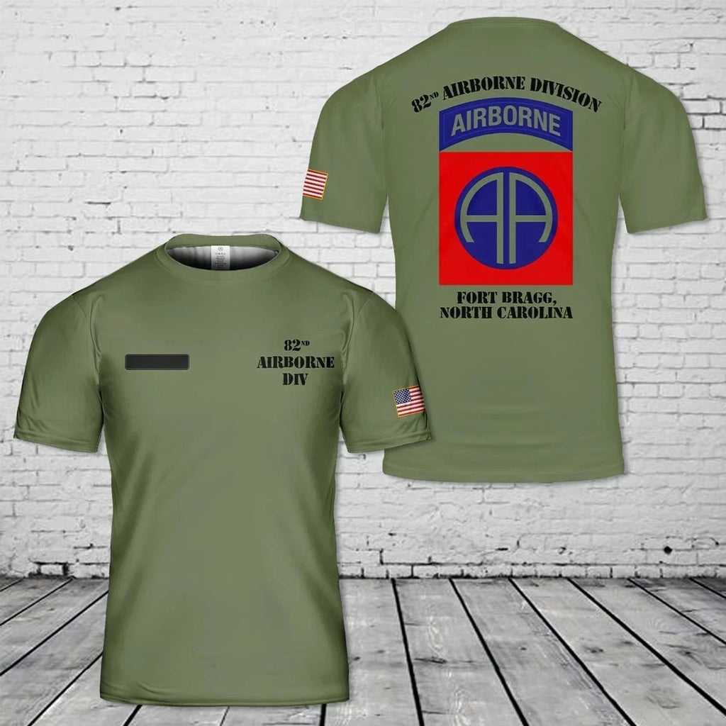 Custom Name US Army 82nd Airborne Division Fort Bragg T-Shirt 3D Fullsize