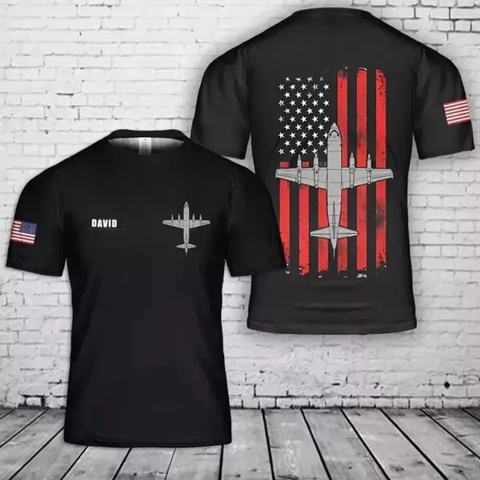 Custom Name US Navy P-3 Orion Patriotic Flag 3D T-Shirt HS555