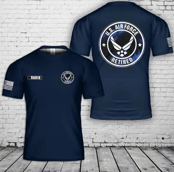 Custom Name US Air Force Retired 3D T-Shirt