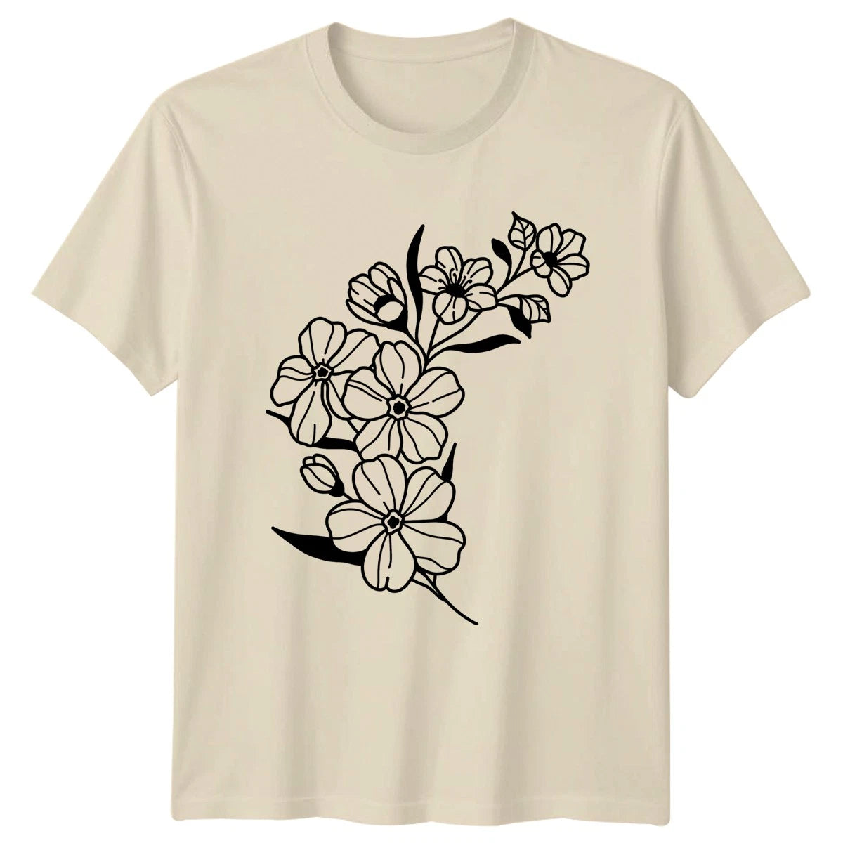 Elegant Floral Outline Beautiful Nature T-Shirt Botanical Flower Birthday