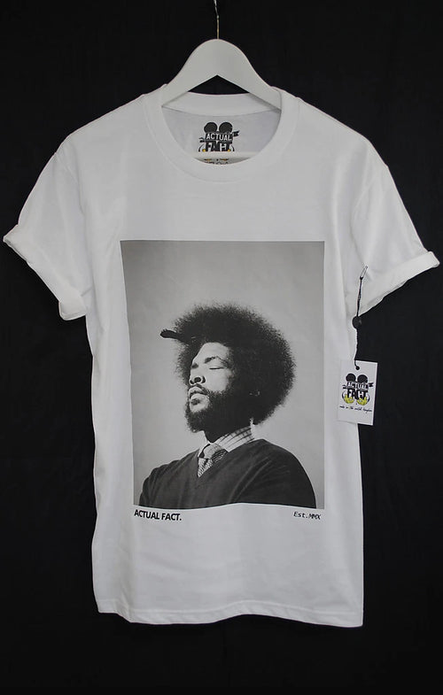 ACTUAL FACT QUESTLOVE ?LOVE THE ROOTS BLACK & WHITE RAP HIP HOP TEE T SHIRT