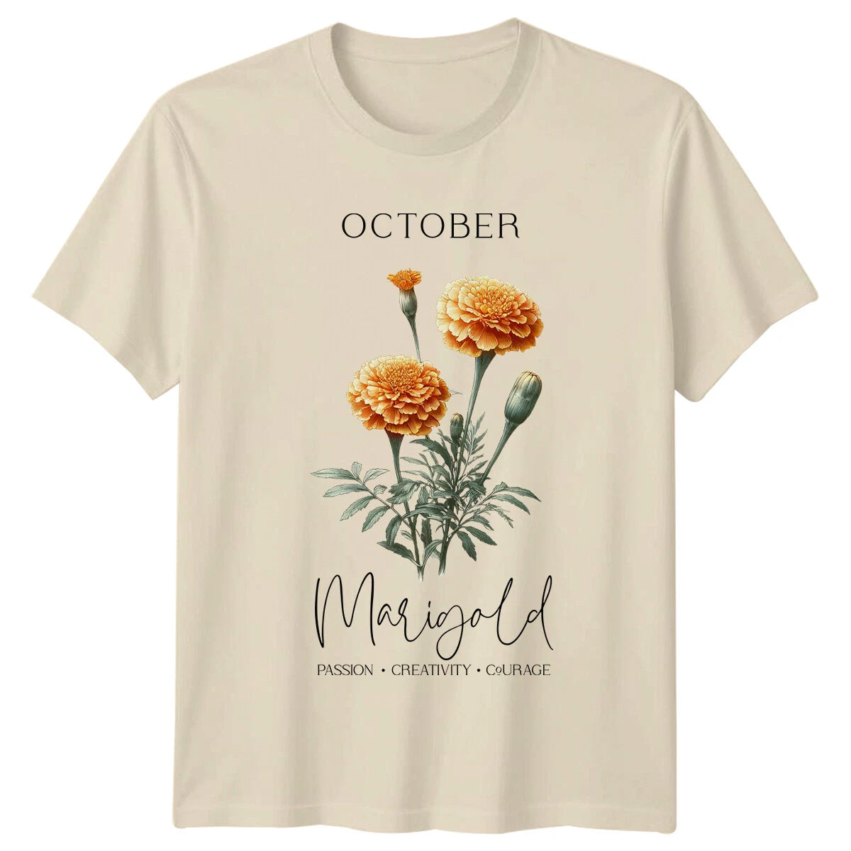 October Marigold Passion Creativity Courage Botanical T-Shirt