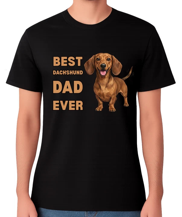 Best Dachshund Dad Ever Funny Wiener Dog Lover Gift T-Shirt Father Tee