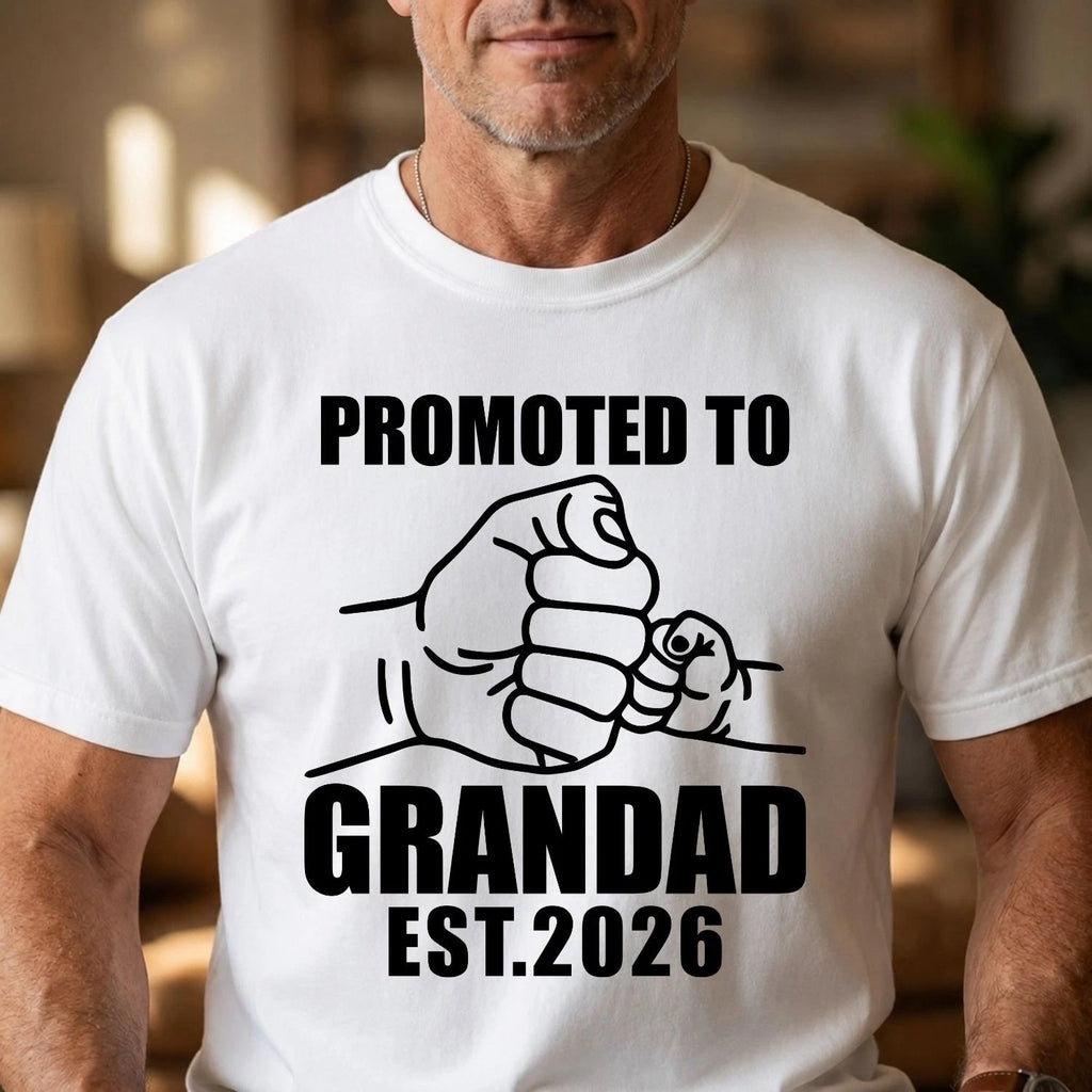 Promoted To Grandad Shirt Personalised Grandpa Gift Custom Gramps Est Year Tee