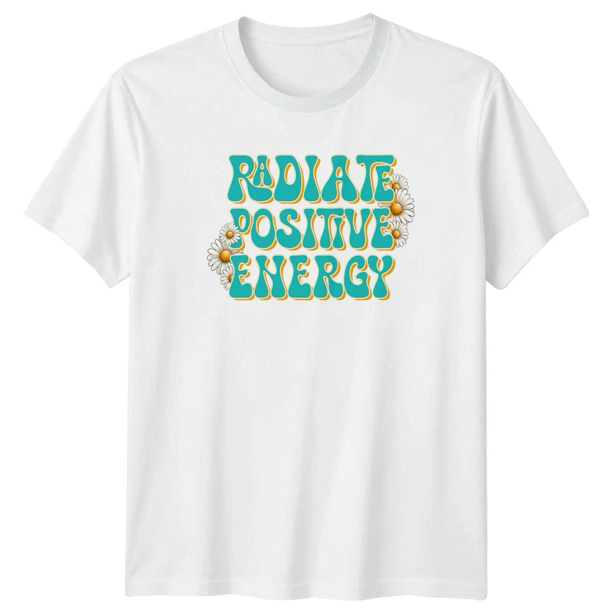 Radiate Positive Energy T-Shirt Retro 70s Daisy Hippie Birthday Gift