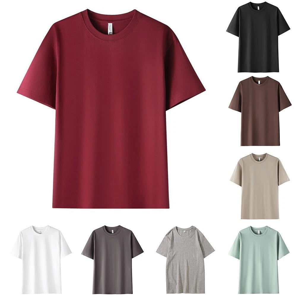 Loose Fit Mens Basic Tee Short Sleeve Solid Color for Sports Streetwear