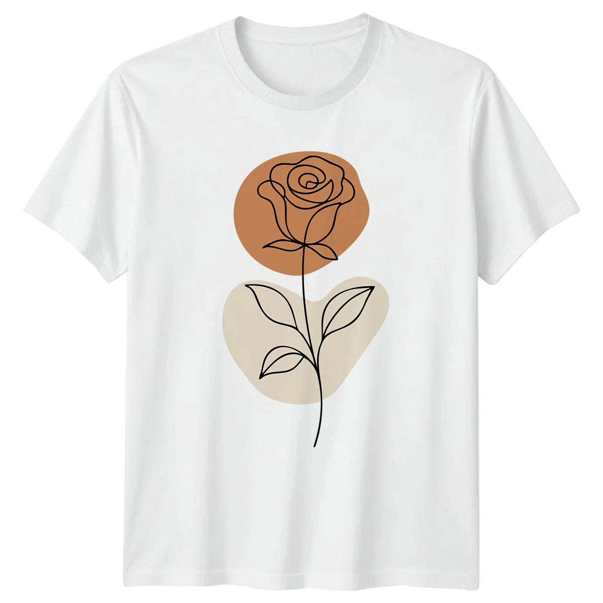 Minimalist Line Art Rose Flower Womens T-Shirt Botanical Floral Mothers Day