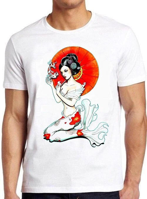 Koi Fish Mermaid Japanese Sun Slogan Joke Meme Funny Gift Tee T Shirt M974