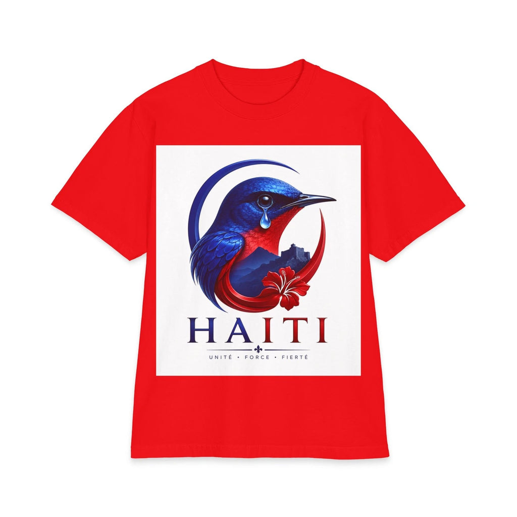 Haiti bird crest T-Shirt | patriotic hummingbird, hibiscus emblem