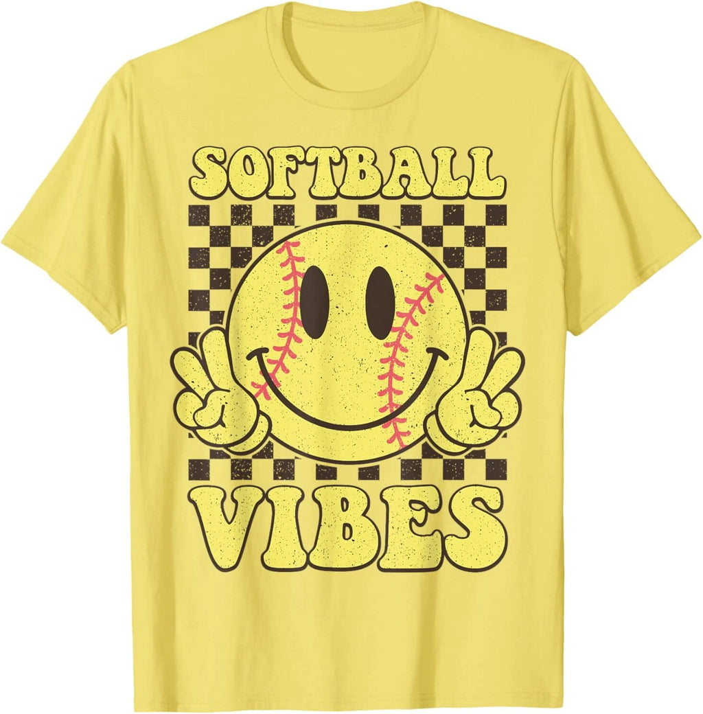 Groovy Softball Vibes Softball Girls Women T-Shirt
