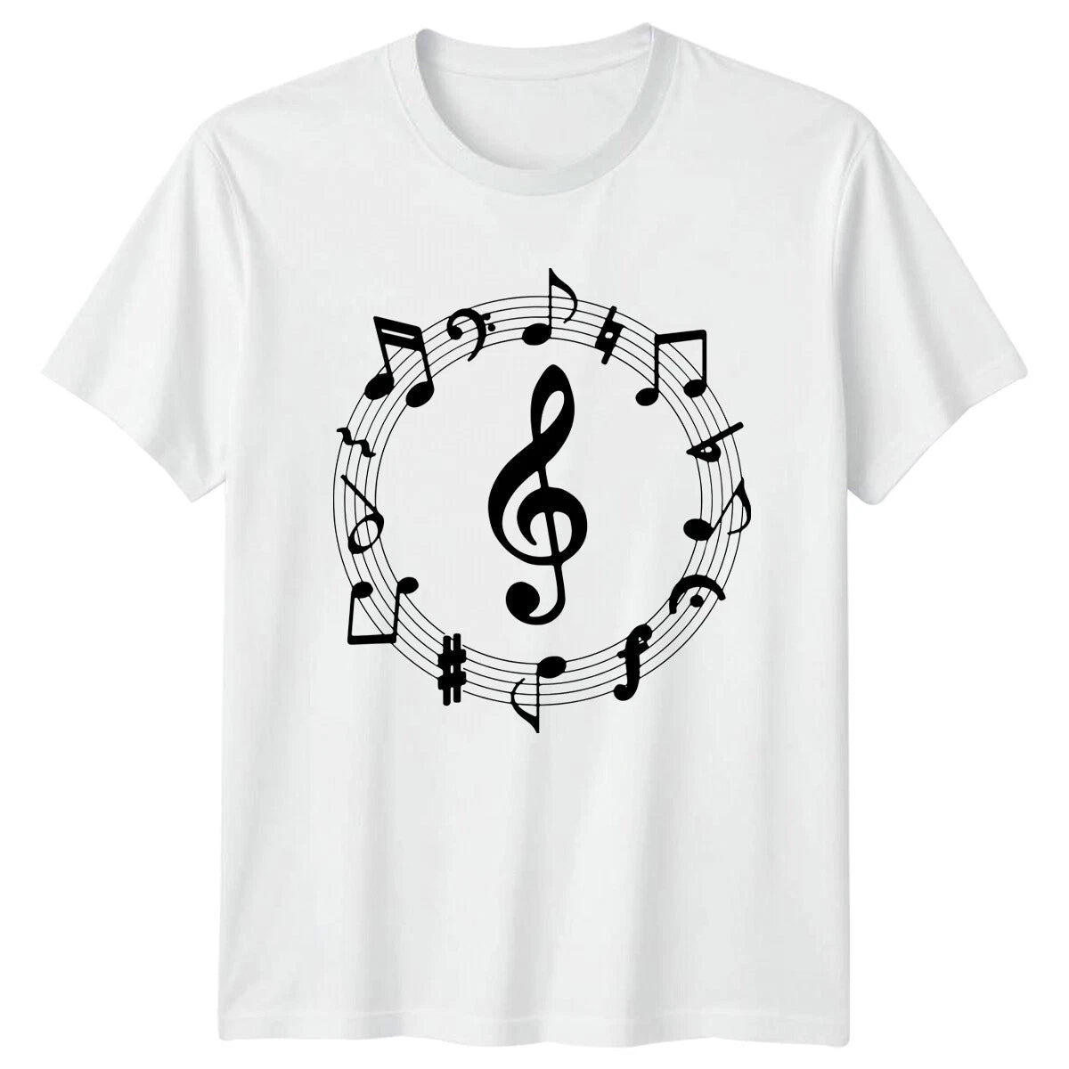 Treble Clef Music Notes Mens T-Shirt Ladies Tee Graphic Unisex Top